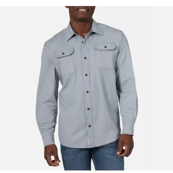 Wrangler Men's Button Down Long Sleeves Shirt Size Small Gray Stretch Fabric - Picture 1 of 5